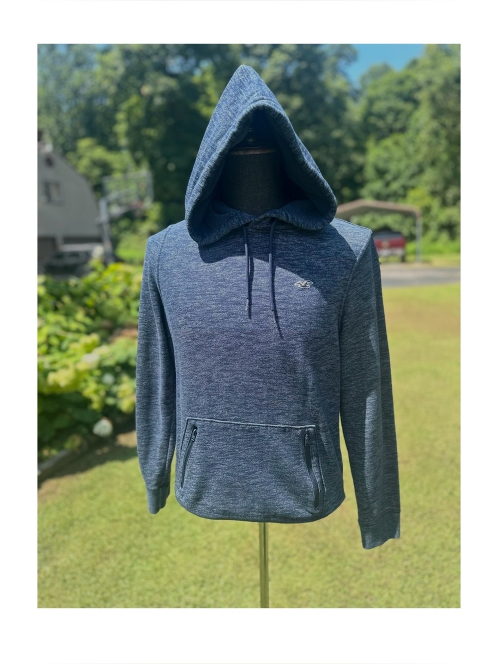 Hollister Dark Navy Heather Hooded Pullover Size Small